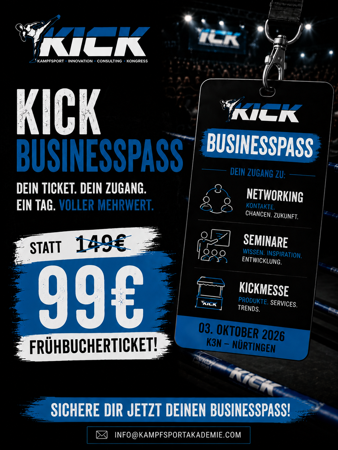 Frühbucher KICK- Die Kampfsport MESSE BUSINESSPASS